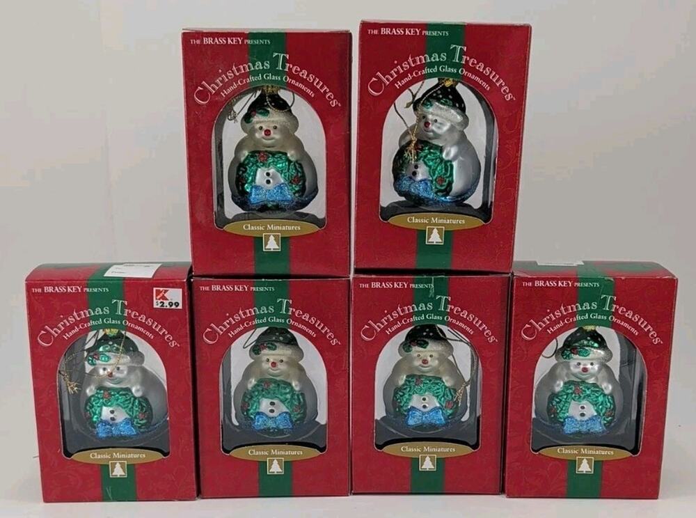 Brass Key Christmas Traditions Classic Miniatures Hand Crafted Snowman Ornaments
